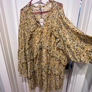 Floral Yellow and Blue Ruffle Romper